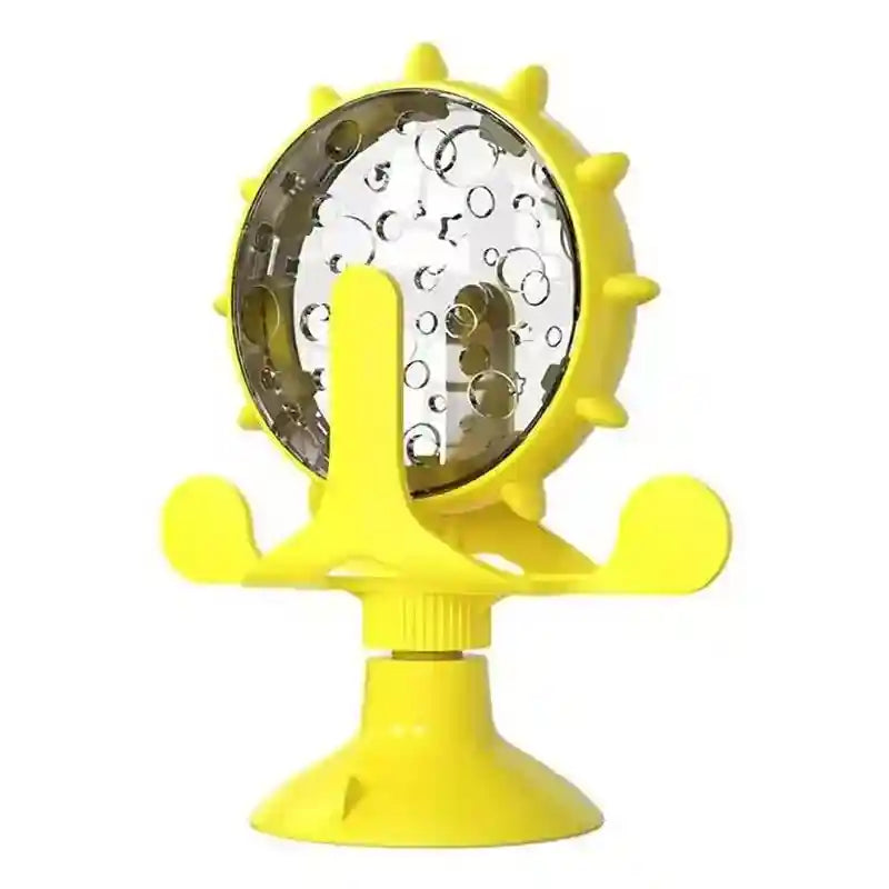 Rotating Cat Treat Dispenser Toy with Suction Cups