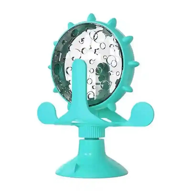 Rotating Cat Treat Dispenser Toy with Suction Cups