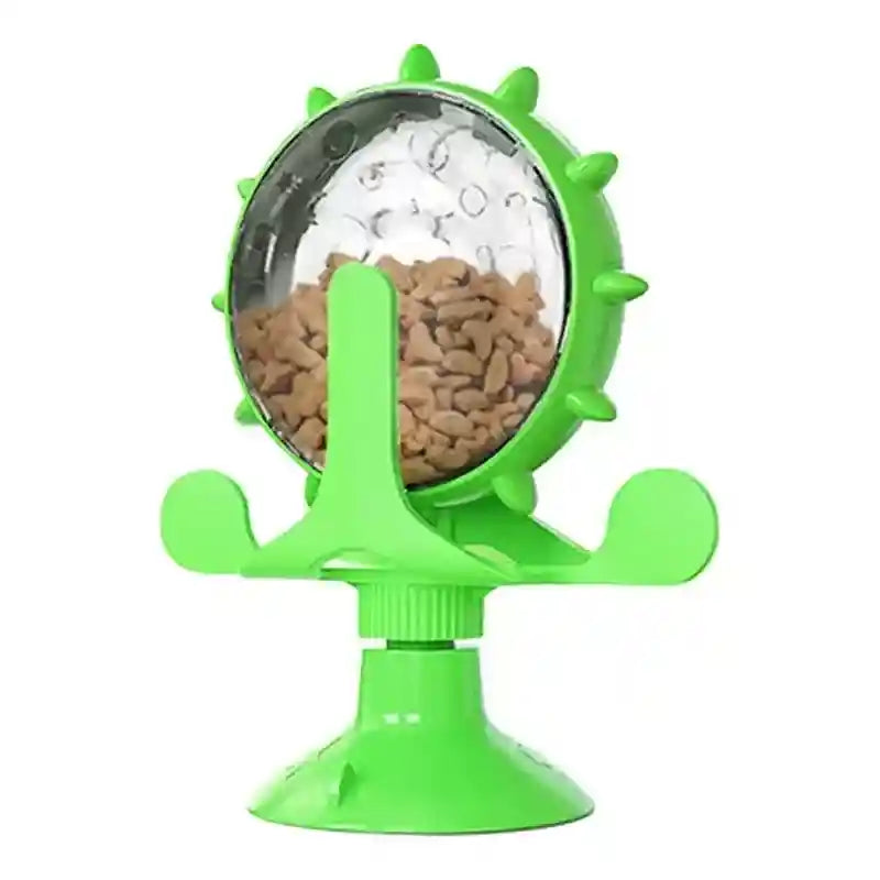 Rotating Cat Treat Dispenser Toy with Suction Cups