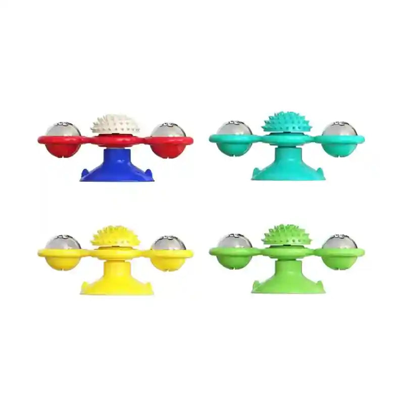 Rotating Cat Treat Dispenser Toy with Suction Cups