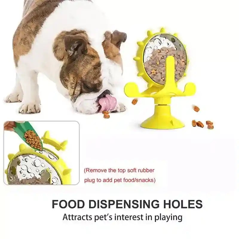Rotating Cat Treat Dispenser Toy with Suction Cups