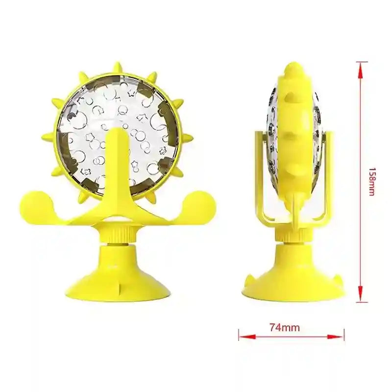 Rotating Cat Treat Dispenser Toy with Suction Cups