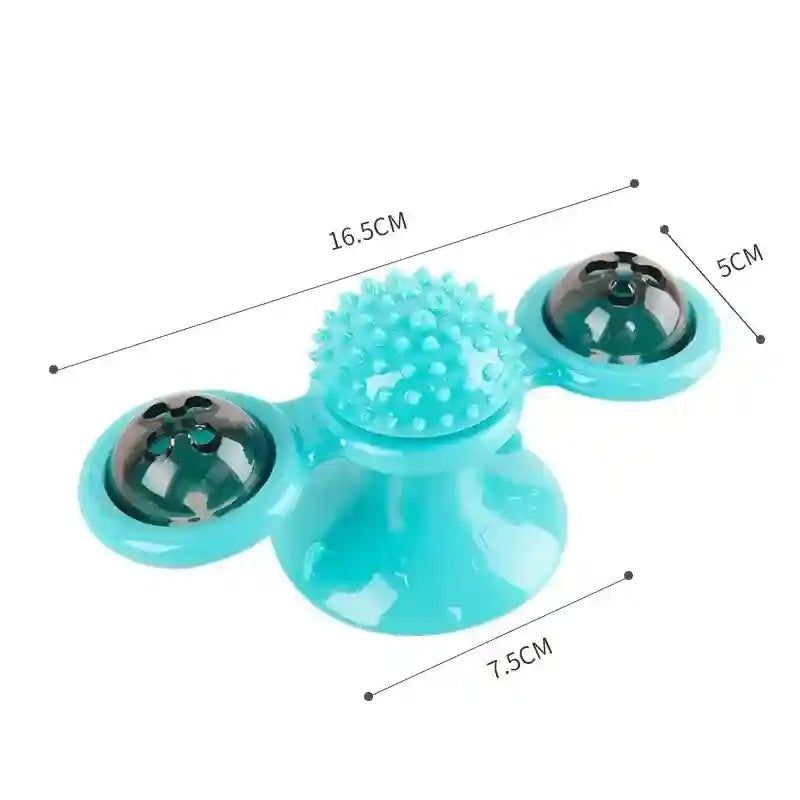 Rotating Cat Treat Dispenser Toy with Suction Cups
