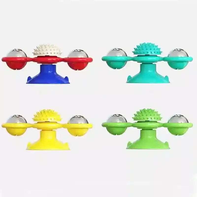 Rotating Cat Treat Dispenser Toy with Suction Cups