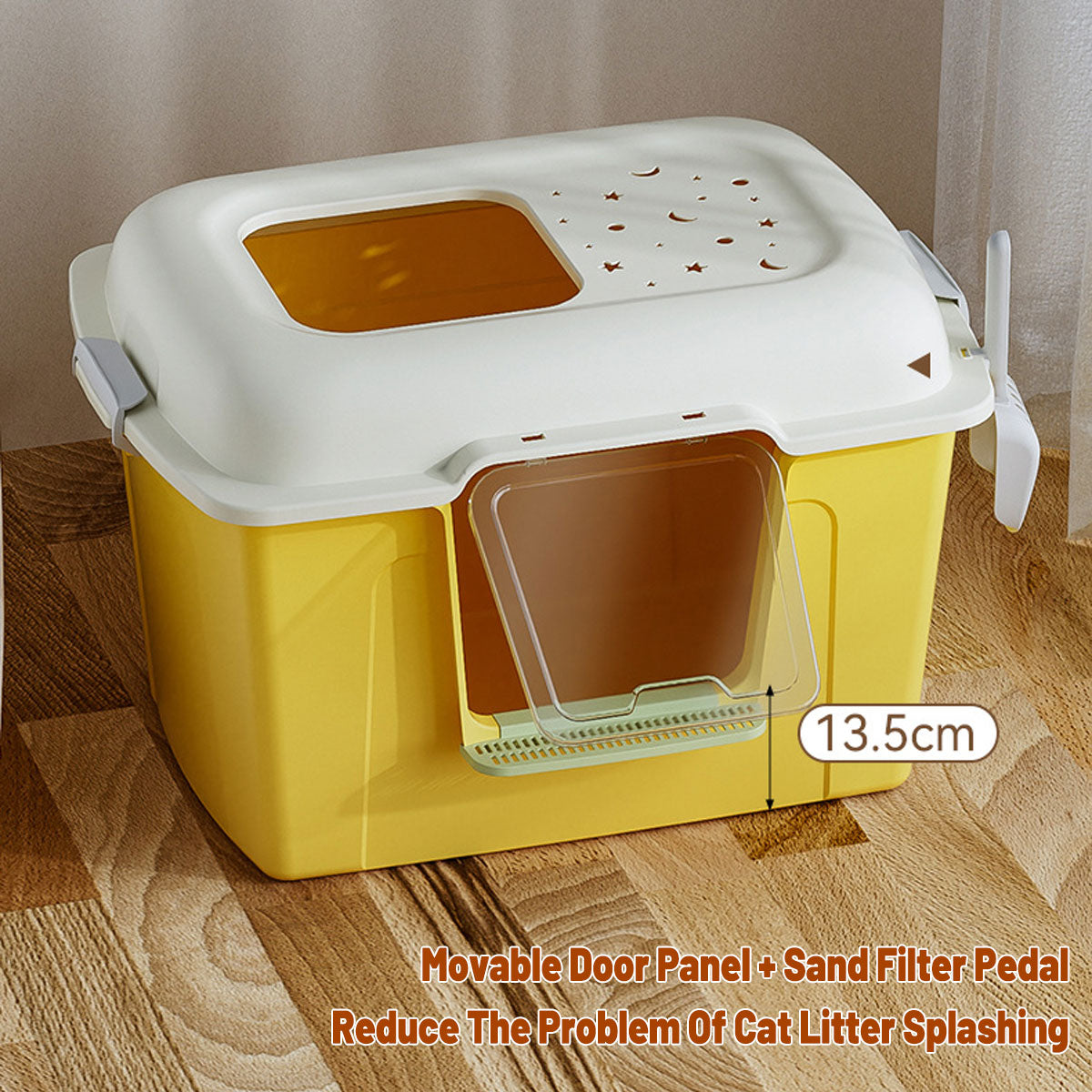 Large Semi-Enclosed Cat Litter Box With Door