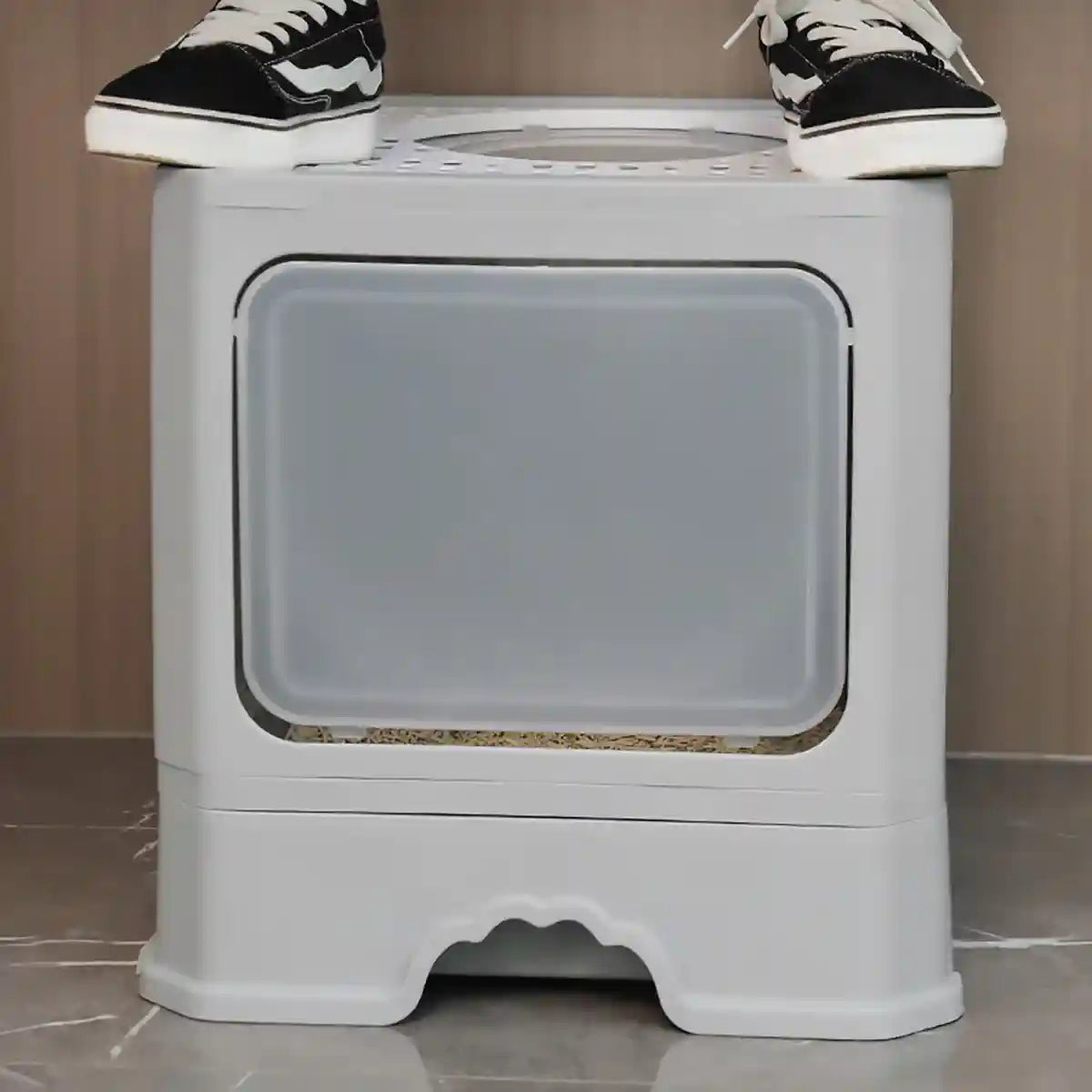 Fully Enclosed Cat Litter Box with Drawer and Scoop