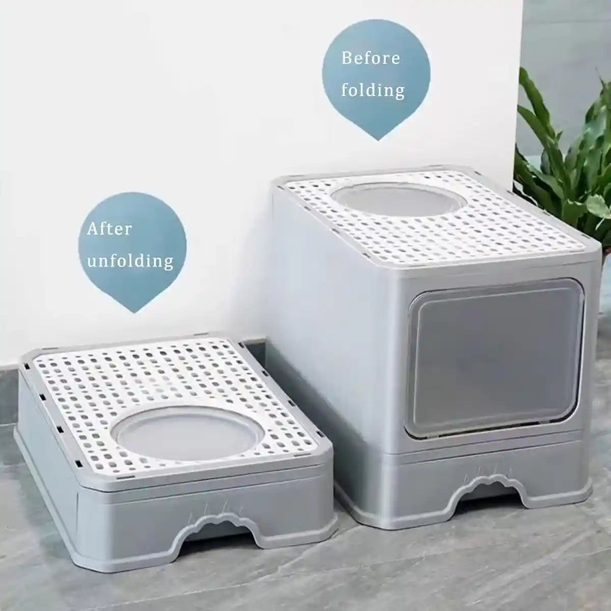 Fully Enclosed Cat Litter Box with Drawer and Scoop