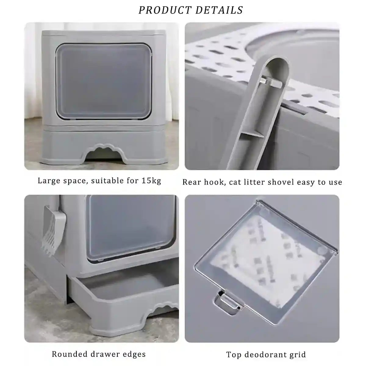 Fully Enclosed Cat Litter Box with Drawer and Scoop