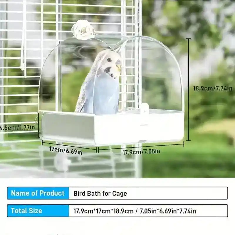 3-in-1 Hanging Bird Bath & Feeder Transparent Bird Cage Bath