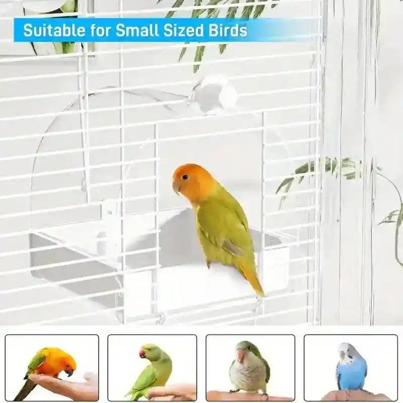 3-in-1 Hanging Bird Bath & Feeder Transparent Bird Cage Bath