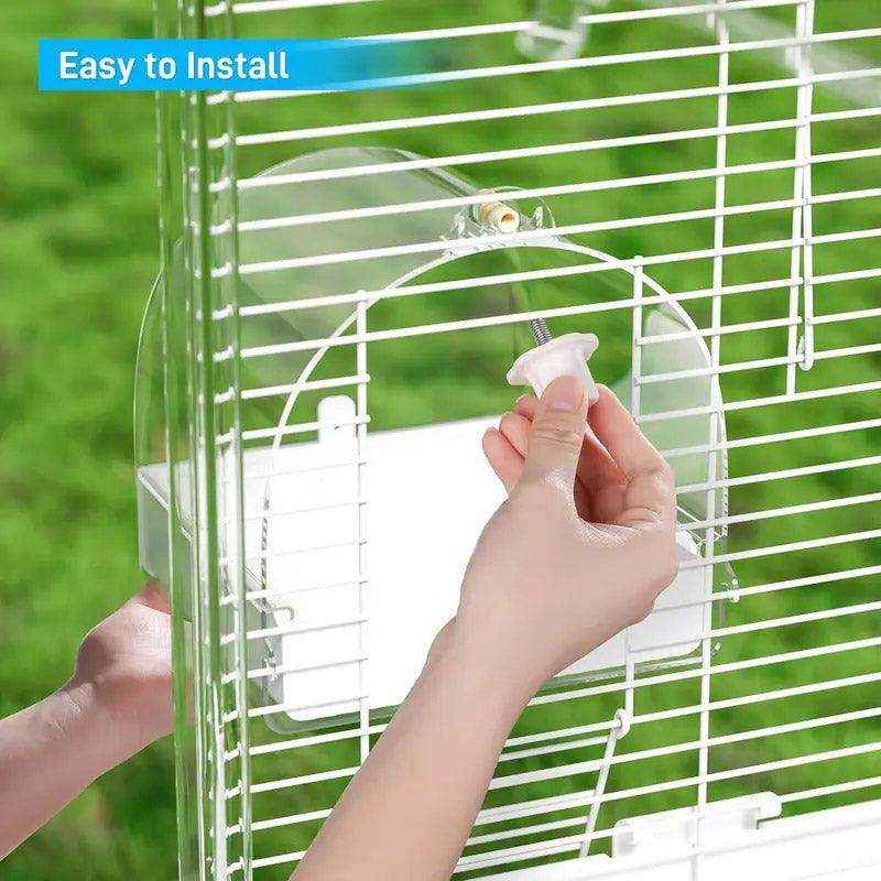 3-in-1 Hanging Bird Bath & Feeder Transparent Bird Cage Bath