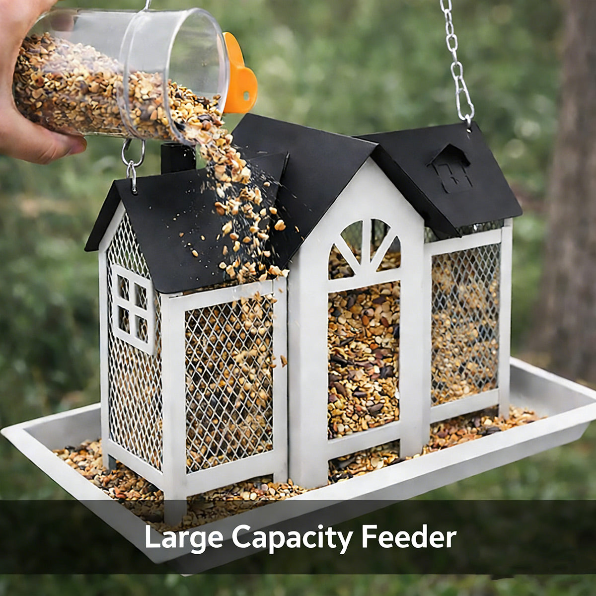 Hanging Metal Bird Feeder House Outdoor