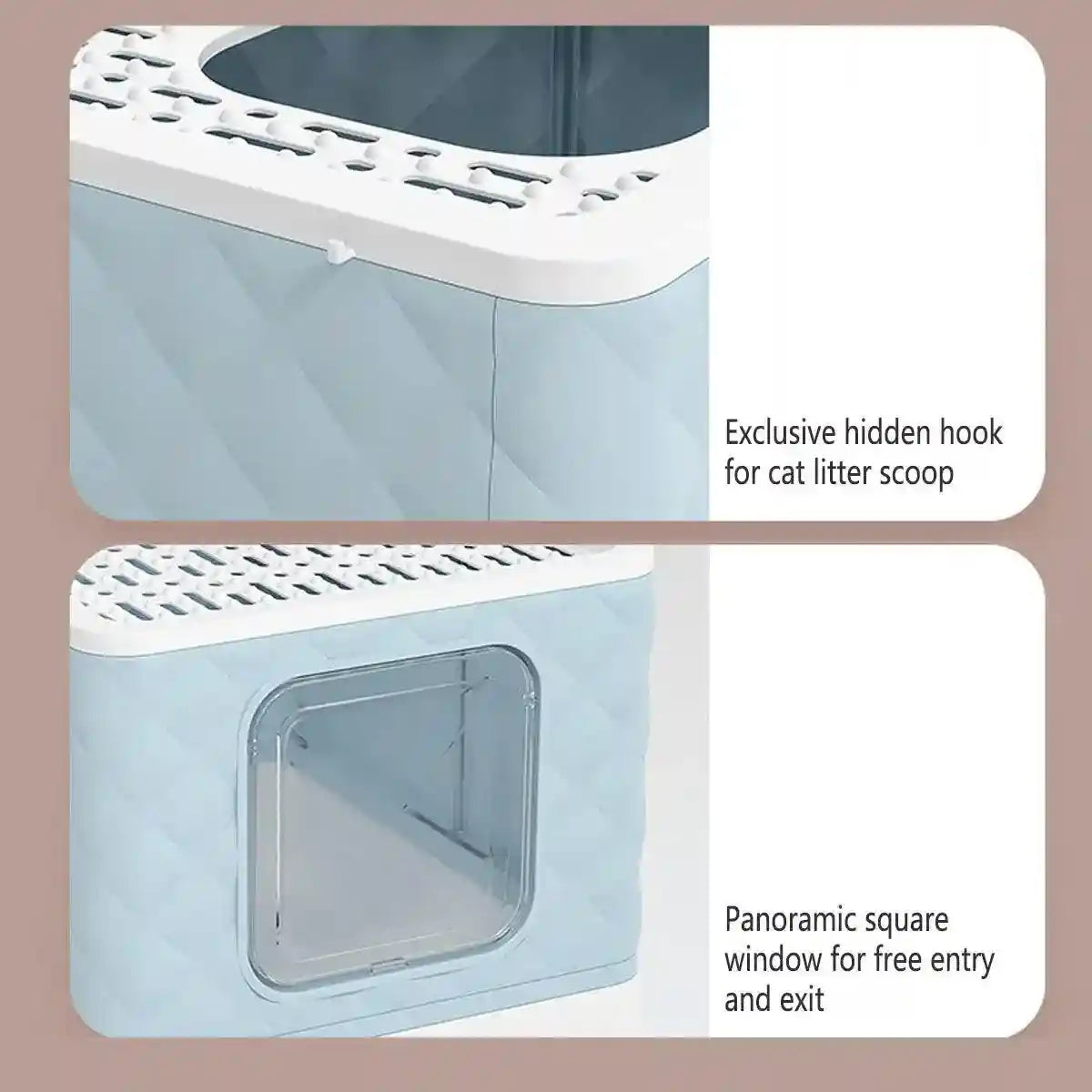 Drawer-Style Cat Litter Box with Scratching Board & Scoop