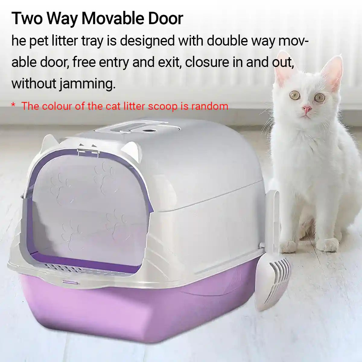 Oversized Enclosed Cat Litter Box with Flip Lid and Swing Doors