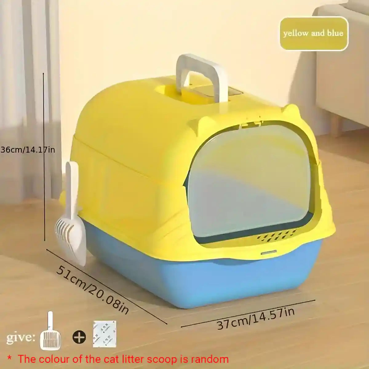 Oversized Enclosed Cat Litter Box with Flip Lid and Swing Doors