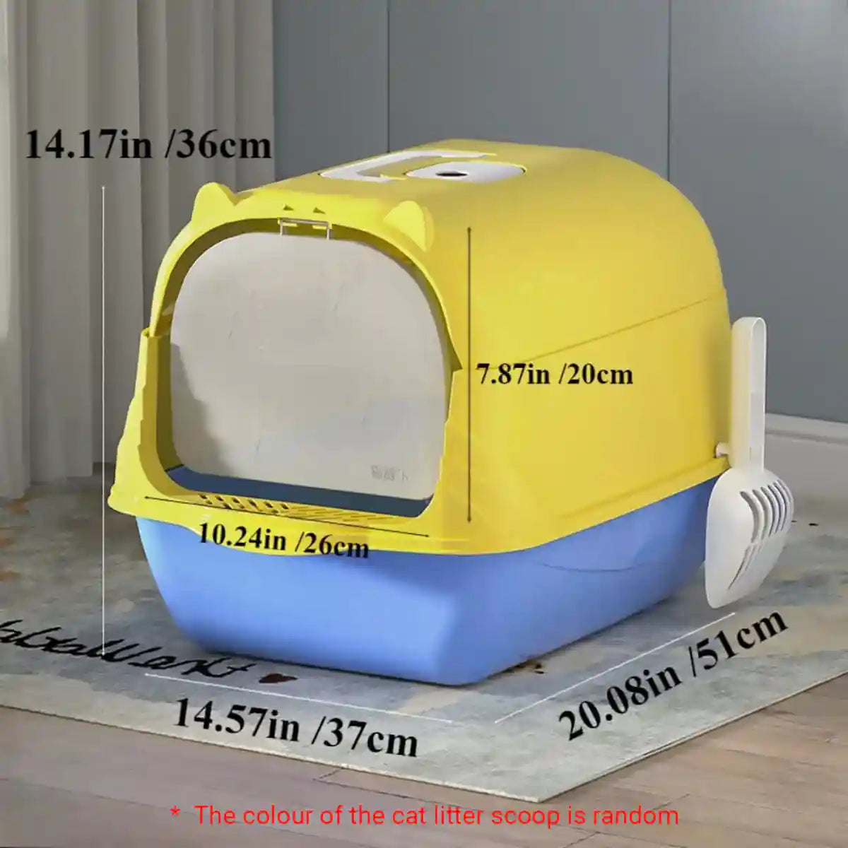 Oversized Enclosed Cat Litter Box with Flip Lid and Swing Doors
