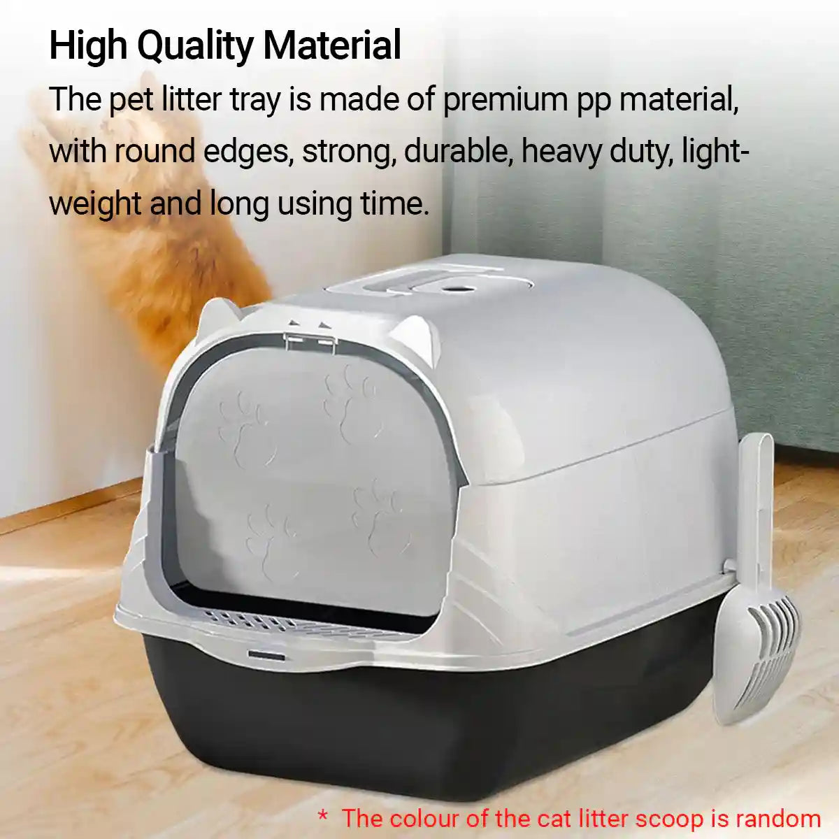 Oversized Enclosed Cat Litter Box with Flip Lid and Swing Doors