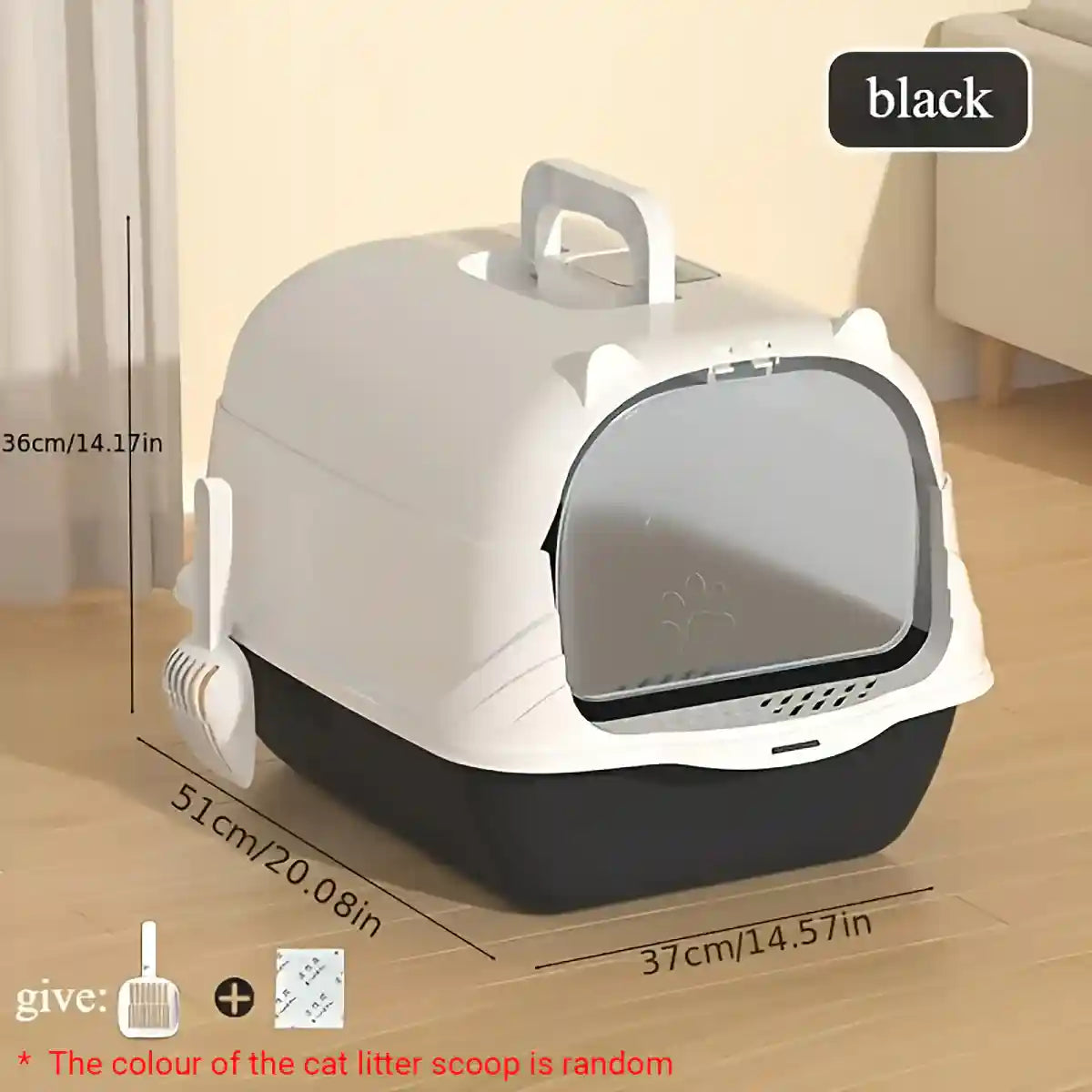 Oversized Enclosed Cat Litter Box with Flip Lid and Swing Doors