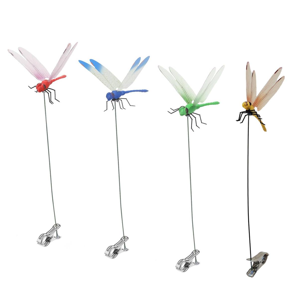Dragonfly Pole Clips 4PCS - Simulation Insect Garden Decor