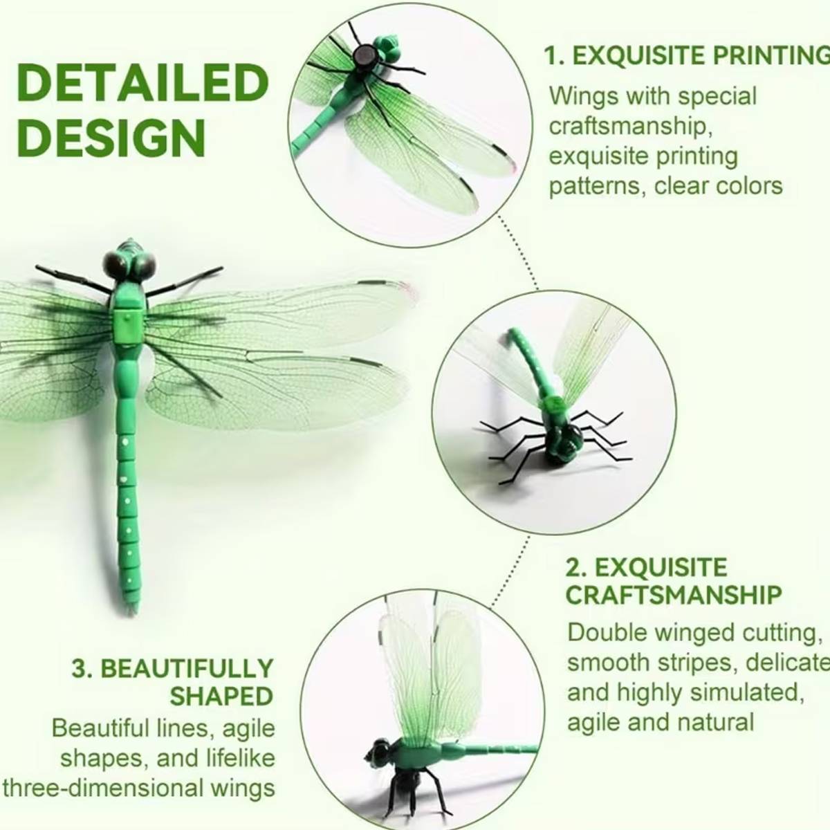Dragonfly Pole Clips 4PCS - Simulation Insect Garden Decor