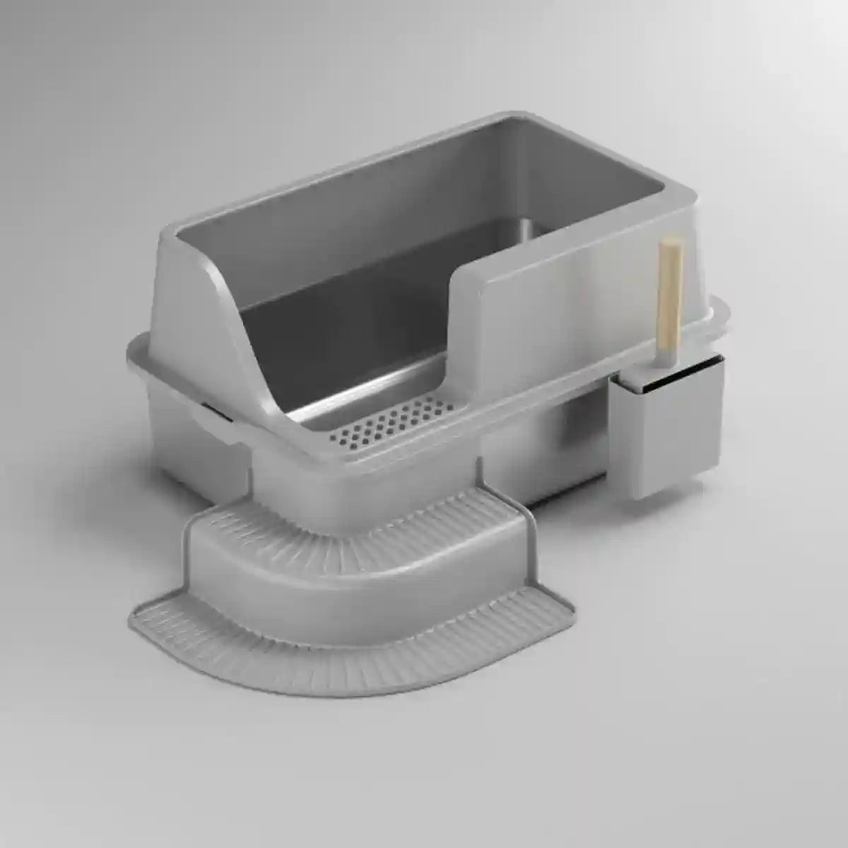 Raised Edge Cat Litter Box with Step Design for Easy Access