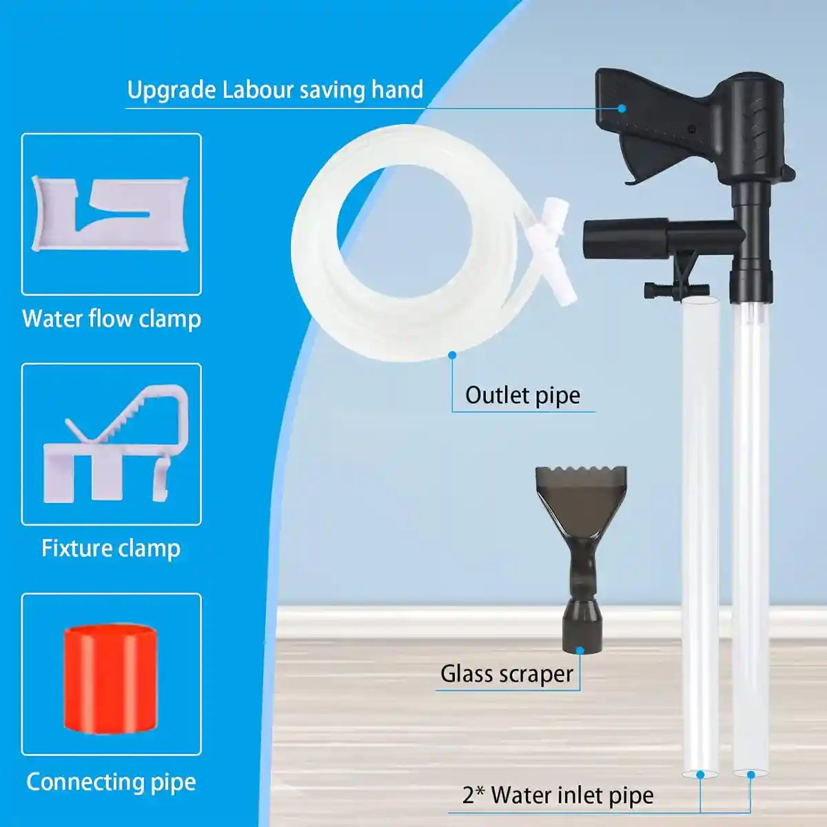 Efficient Fish Tank Gravel Cleaner Multi-functional 6-in-1 Cleaning Kit