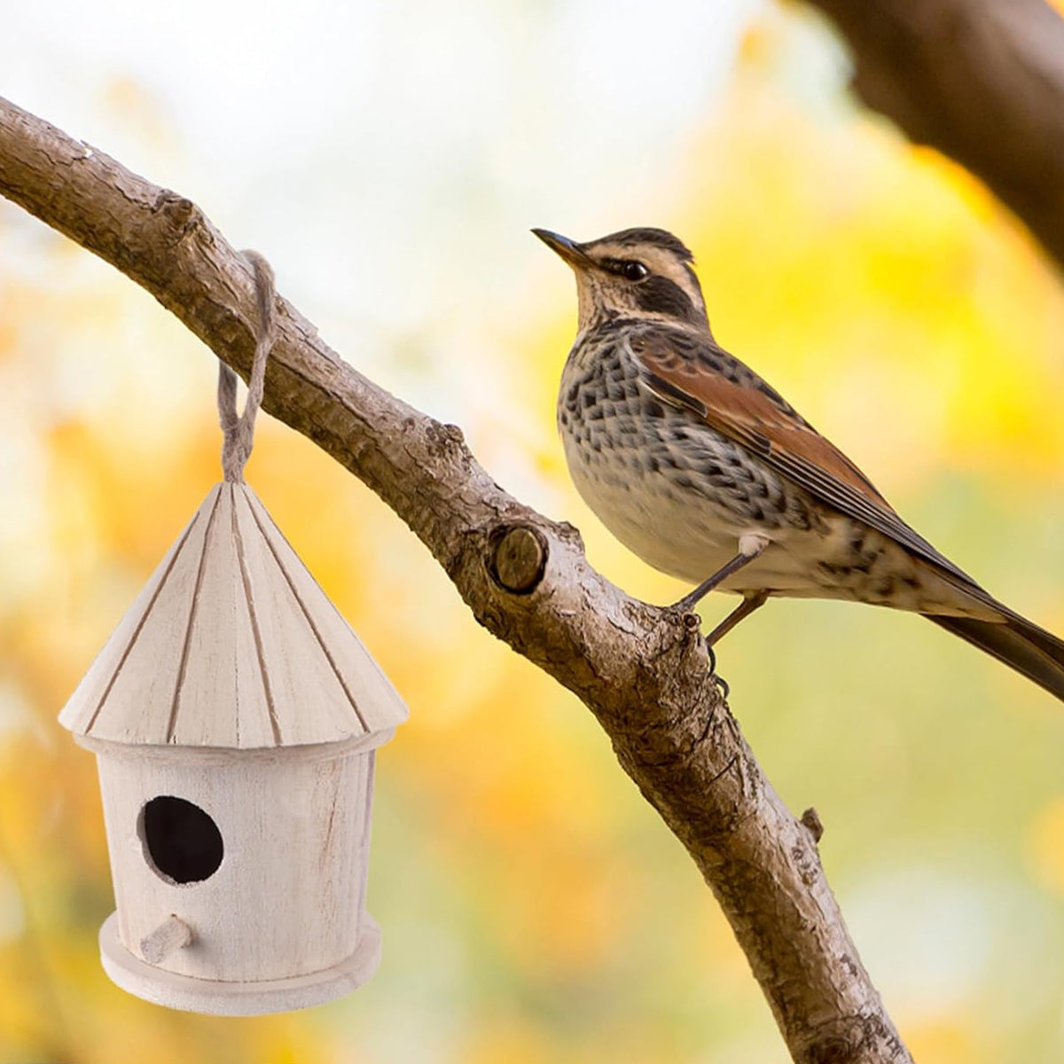 Handcrafted Wooden Bird Nest Hanging Decor
