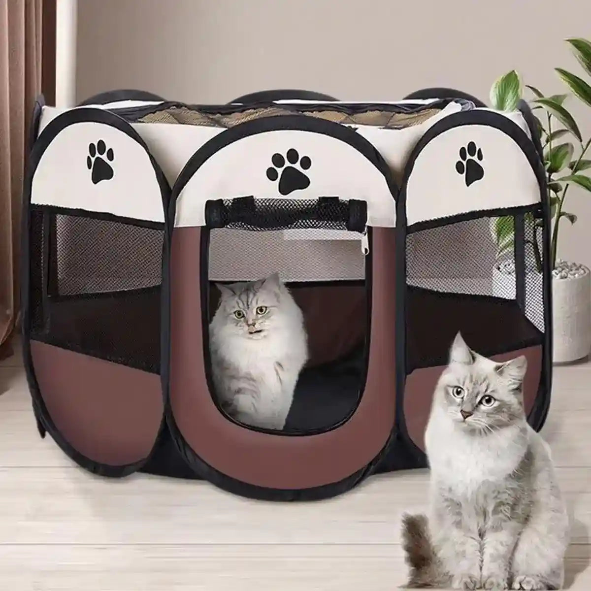 Foldable 8-Panel Pet Tent Portable Pet Playpen for Cats & Small Dogs