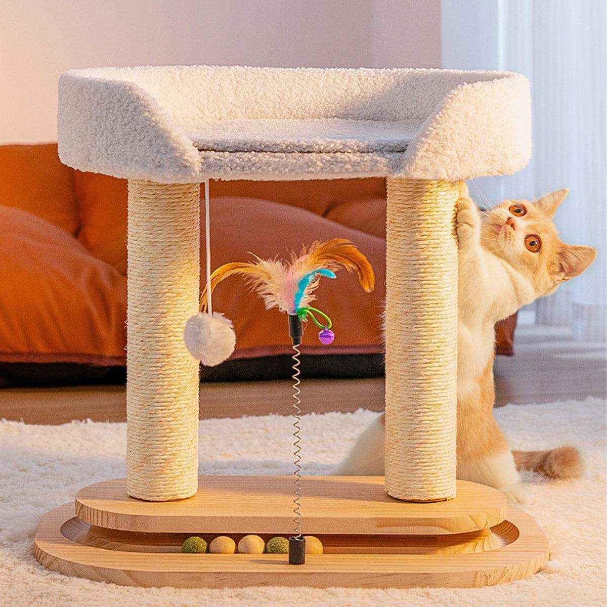 Multi-Purpose Cat Climbing Frame for Scratching Playing and Resting