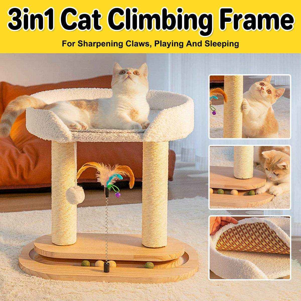 Multi-Purpose Cat Climbing Frame for Scratching Playing and Resting