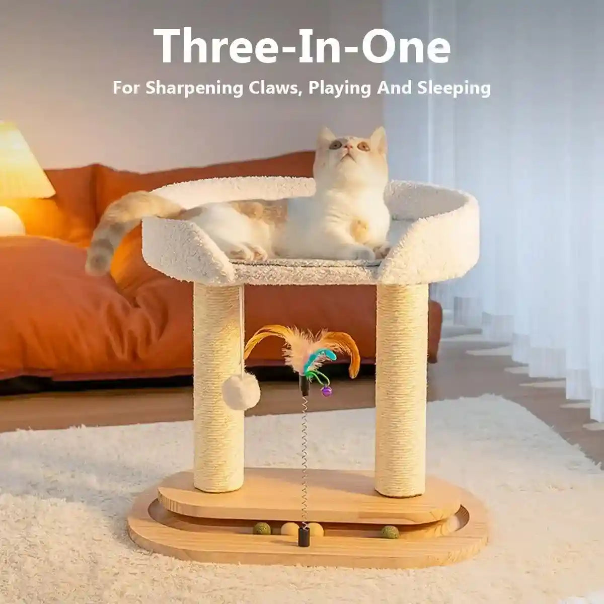 Multi-Purpose Cat Climbing Frame for Scratching Playing and Resting