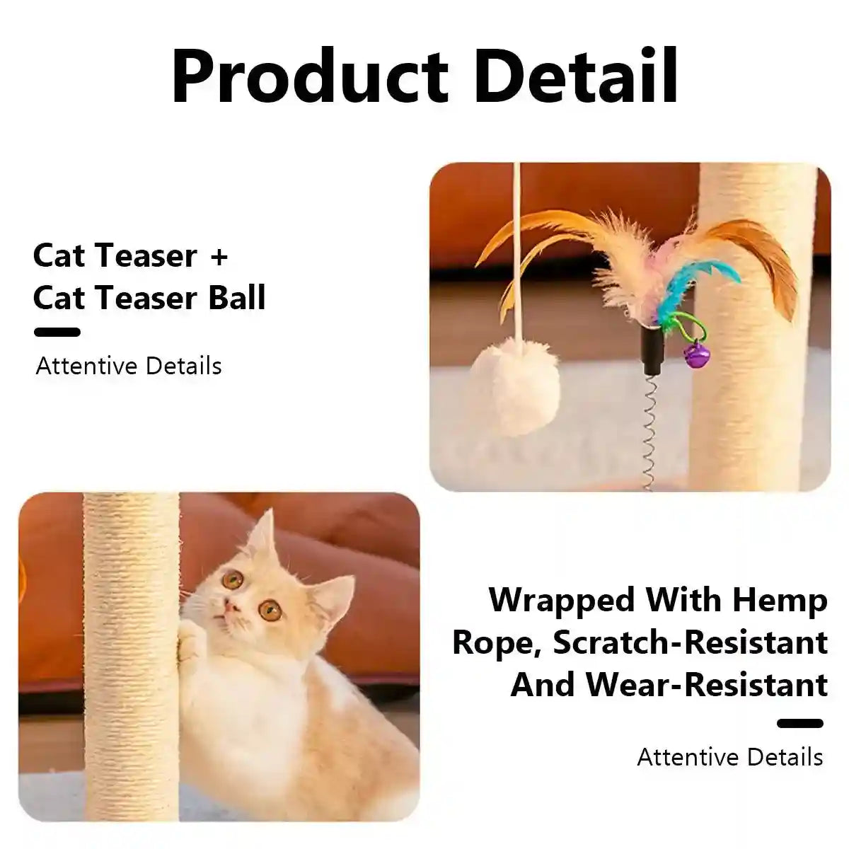 Multi-Purpose Cat Climbing Frame for Scratching Playing and Resting