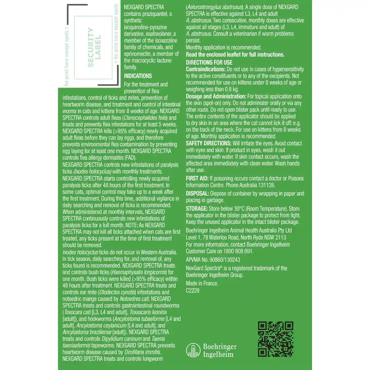NEXGARD SPECTRA Spot On For Large Cats Yellow 3'S/6'S