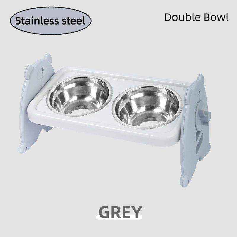 Adjustable Raised Pet Bowl with 3 Heights & 15° Tilted Design
