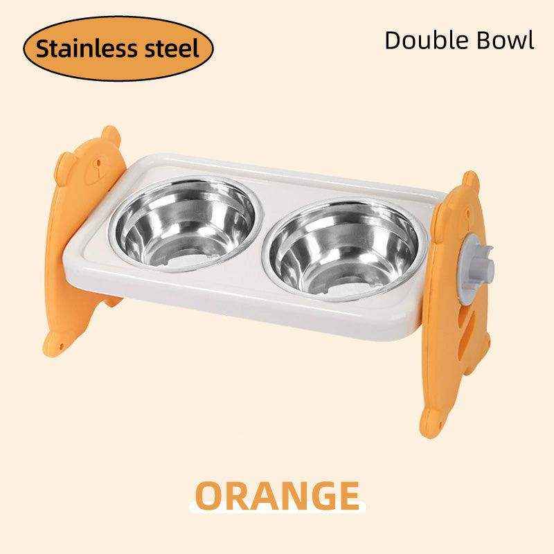 Adjustable Raised Pet Bowl with 3 Heights & 15° Tilted Design