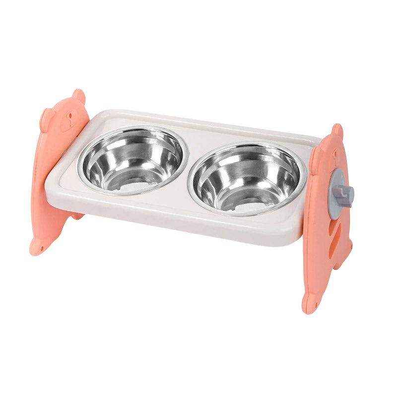 Adjustable Raised Pet Bowl with 3 Heights & 15° Tilted Design