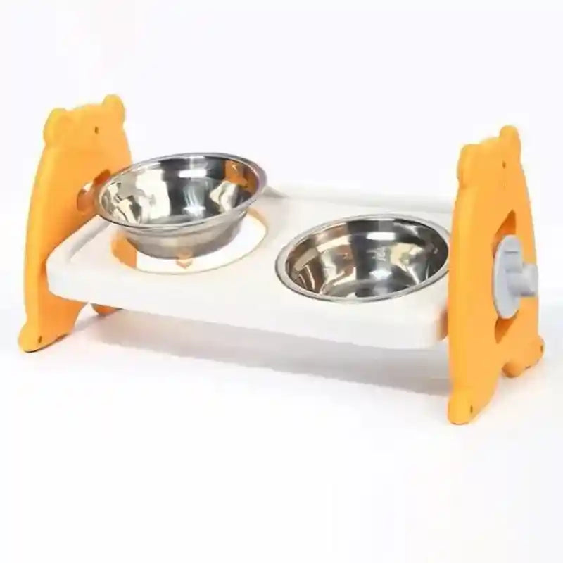 Adjustable Raised Pet Bowl with 3 Heights & 15° Tilted Design