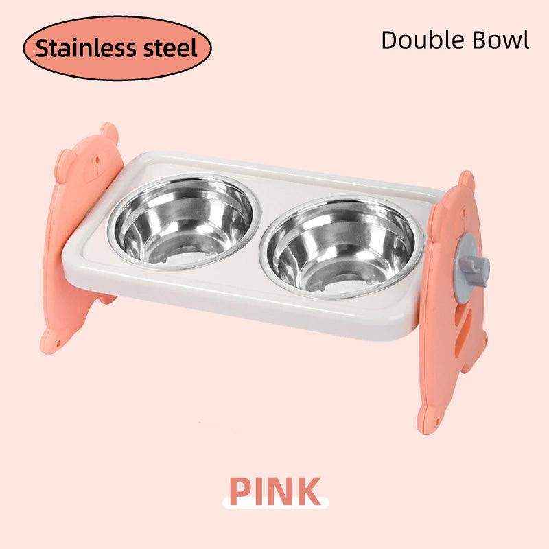 Adjustable Raised Pet Bowl with 3 Heights & 15° Tilted Design
