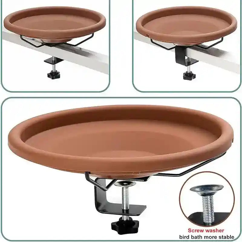 Adjustable Clamp-On Bird Bath Bowl 27cm Hanging Water Dish for Outdoor Use