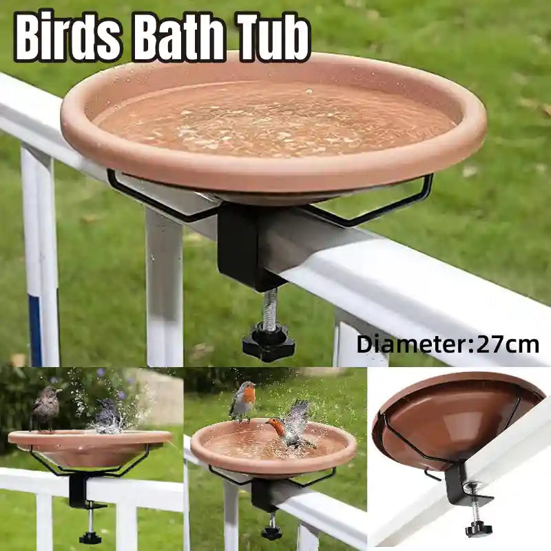 Adjustable Clamp-On Bird Bath Bowl 27cm Hanging Water Dish for Outdoor Use