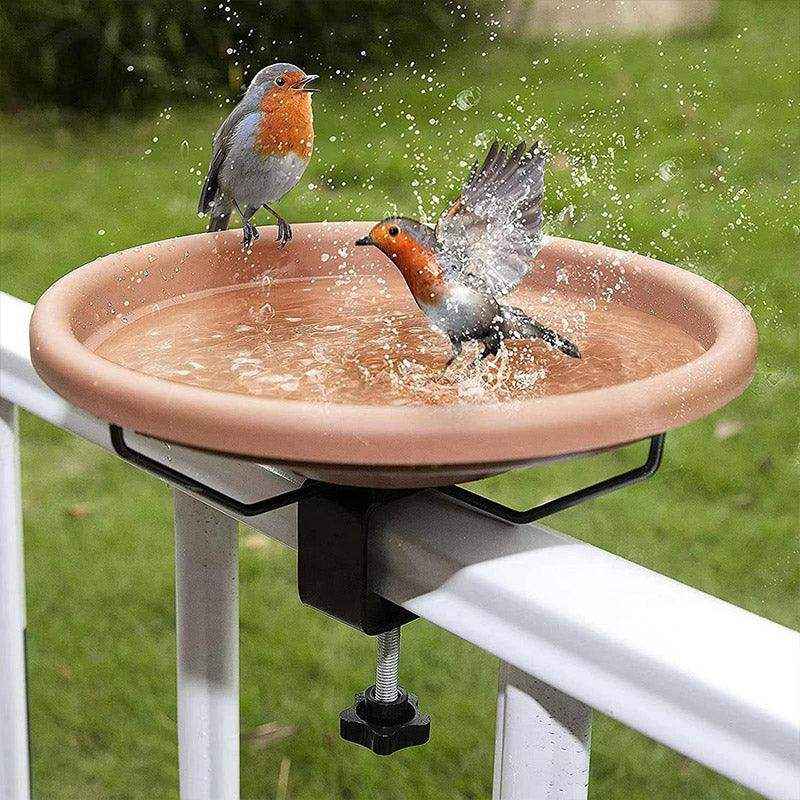 Adjustable Clamp-On Bird Bath Bowl 27cm Hanging Water Dish for Outdoor Use