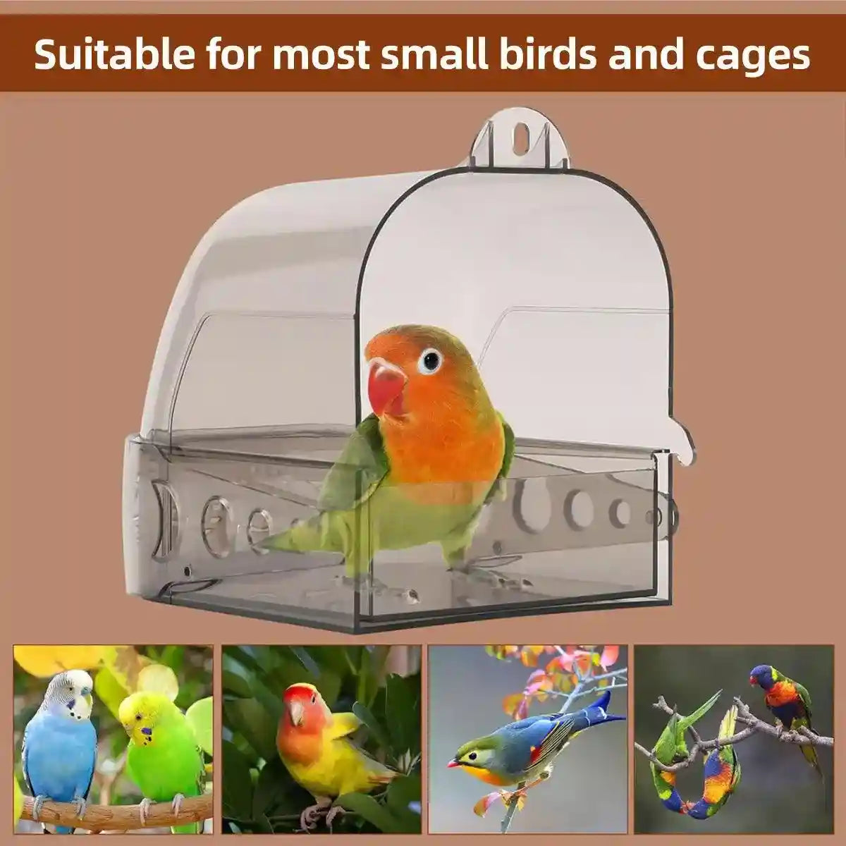 Secure Bird Cage Bath Multi-Purpose Bath Box for Small Birds