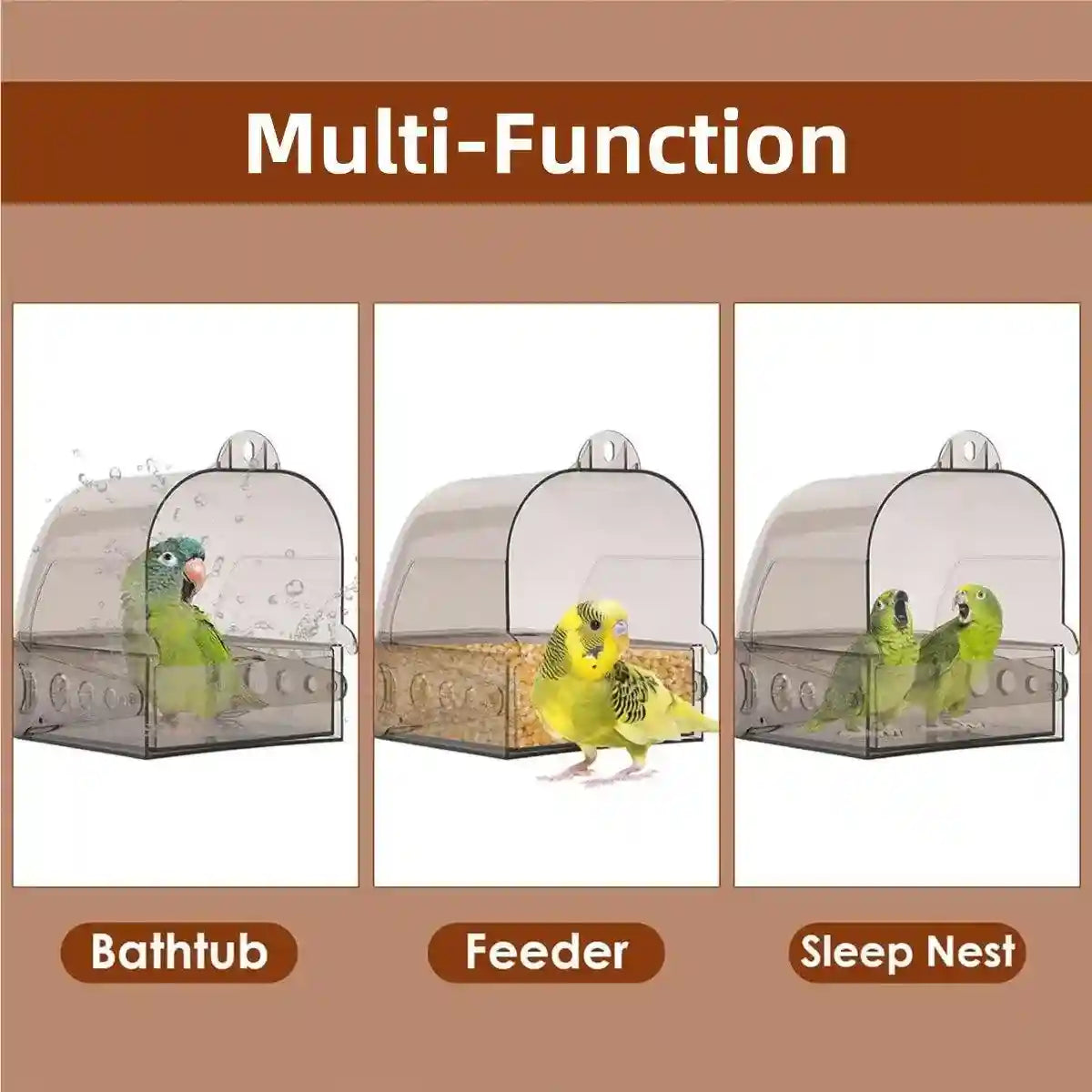 Secure Bird Cage Bath Multi-Purpose Bath Box for Small Birds