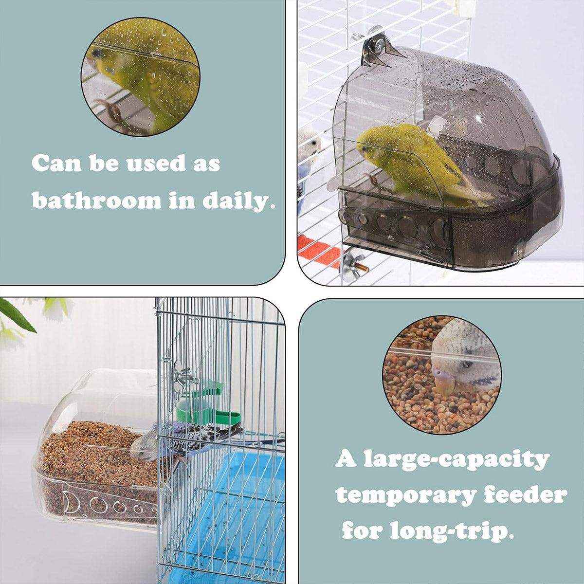Secure Bird Cage Bath Multi-Purpose Bath Box for Small Birds