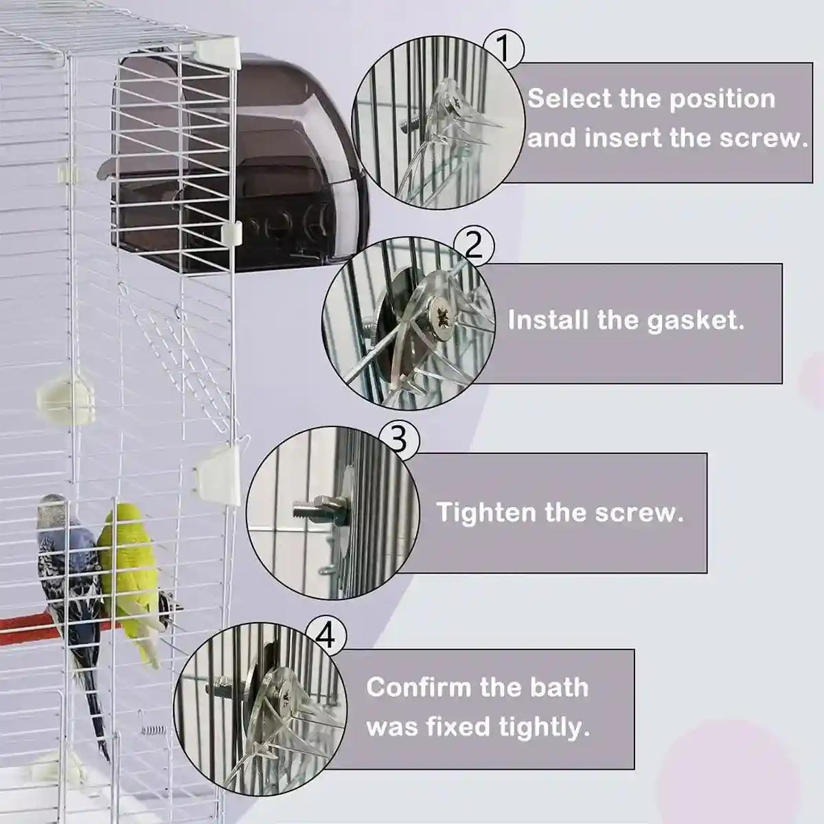 Secure Bird Cage Bath Multi-Purpose Bath Box for Small Birds