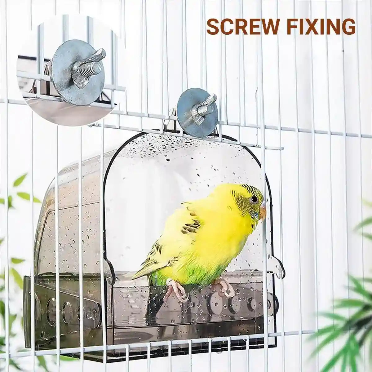 Secure Bird Cage Bath Multi-Purpose Bath Box for Small Birds