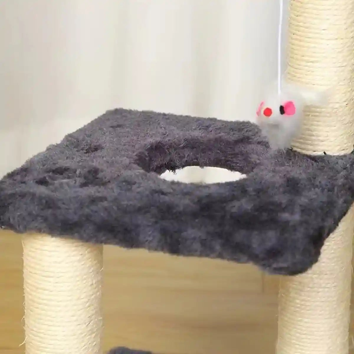 Compact Cat Climbing Post with Sisal and Hanging Toy for Kittens