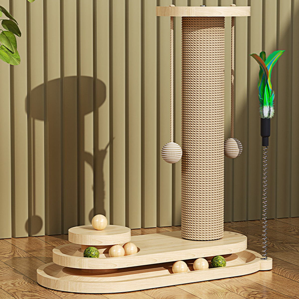 Cat Scratching Post With Interactive Turntable