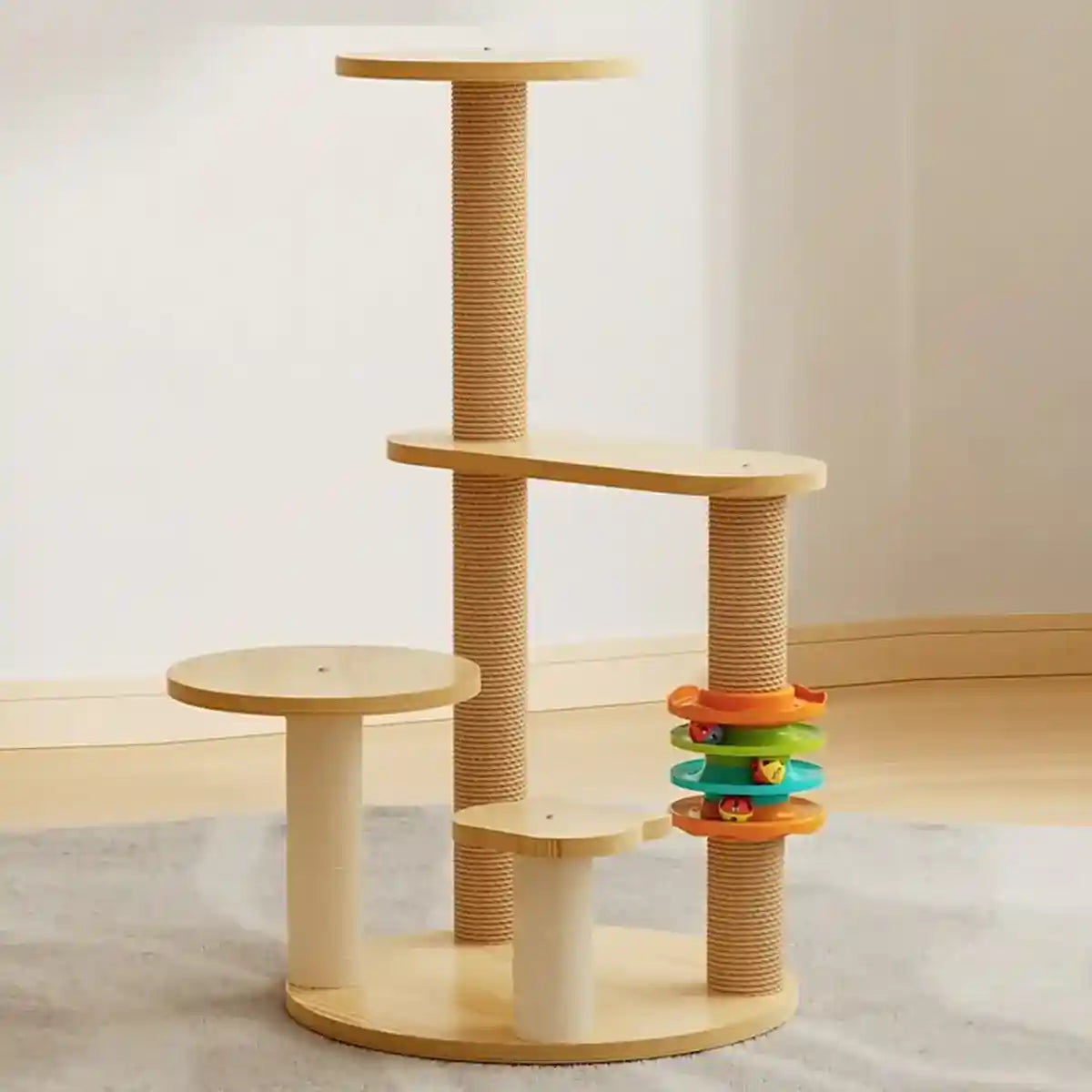 Multifunctional Cat Climbing Frame with Capsule Bed and Turntable Toys
