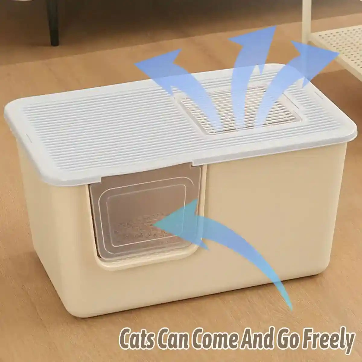 Enclosed Cat Litter Box with Top Entry and Scoop Holder